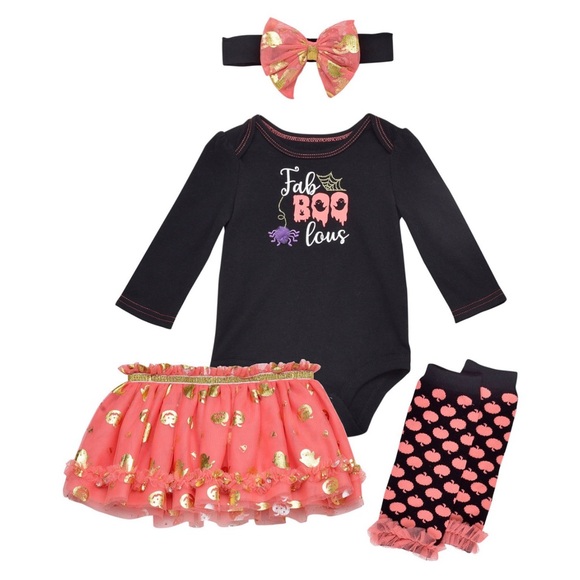 Baby Starters Halloween Bodysuit, Tutu, Headband & Leg Warmers (4pcs) Size: 3 M - Picture 1 of 12